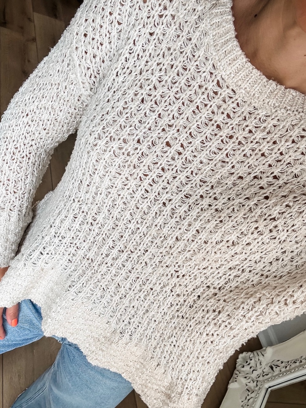 Open-Knit Scoop Neck Sweater in Cream🚌
